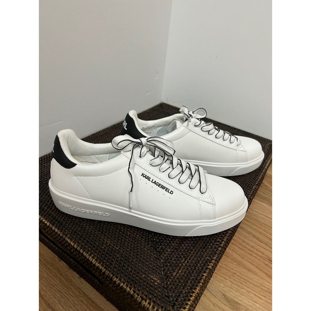 Karl Lagerfeld Paris Low Top Sneakers Mens 9.5 White Black Minimalist Luxe